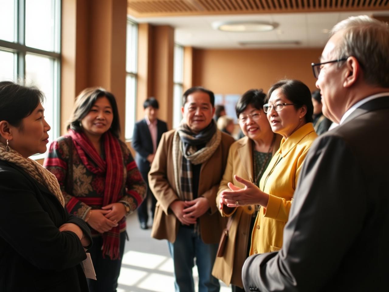 Karen interpreter with Southeast Asian community members