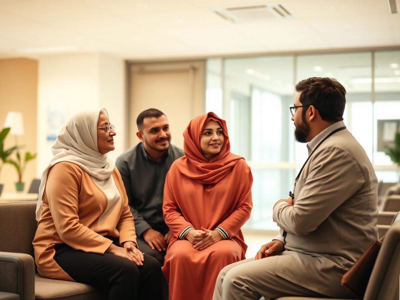 Dari interpreter with an Afghan family at a community clinic